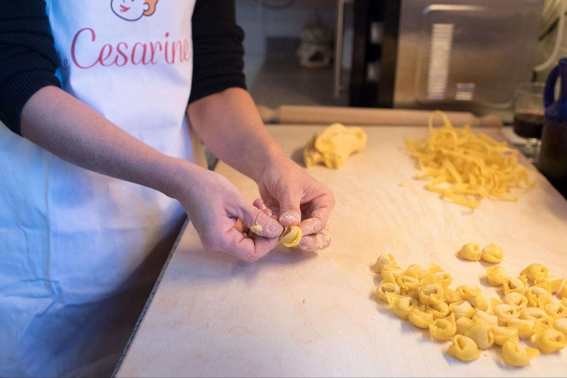 Tortellini en casa de un local con almuerzo